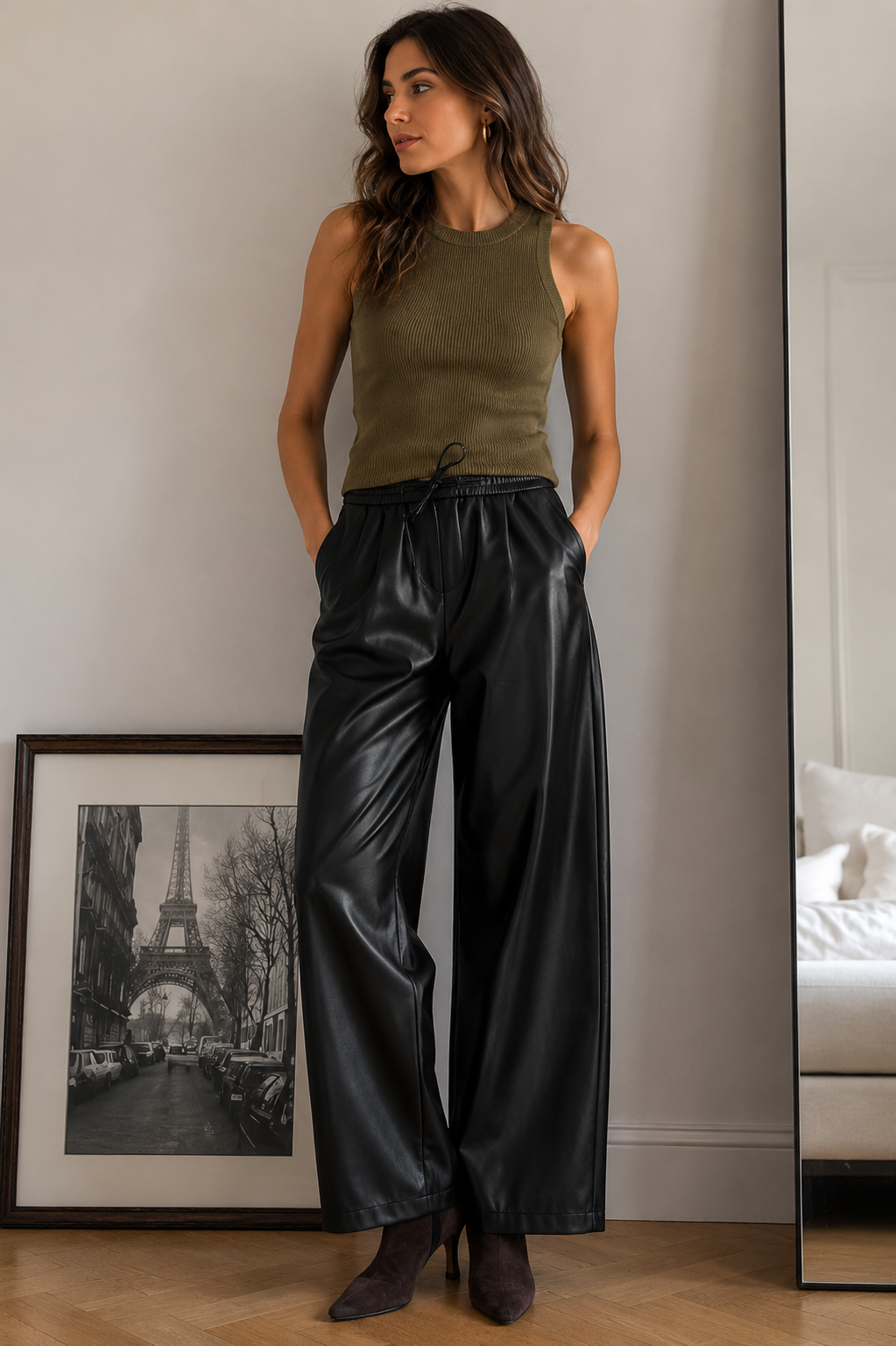 Pantalón Palazzo Efecto Piel