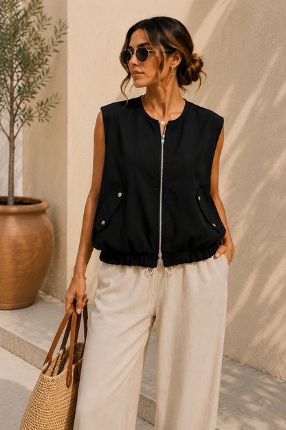 Chaleco Cargo Oversize con Cierre Frontal