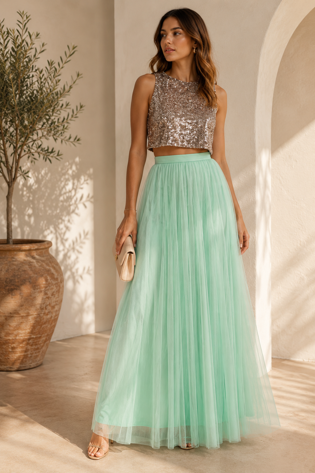 Falda maxi de estilo romántico y sofisticado