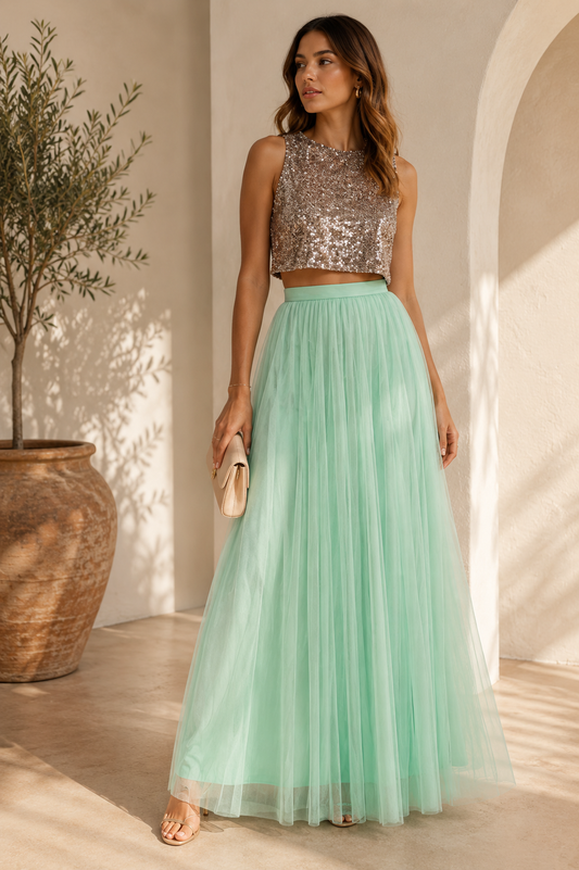 Falda maxi de estilo romántico y sofisticado