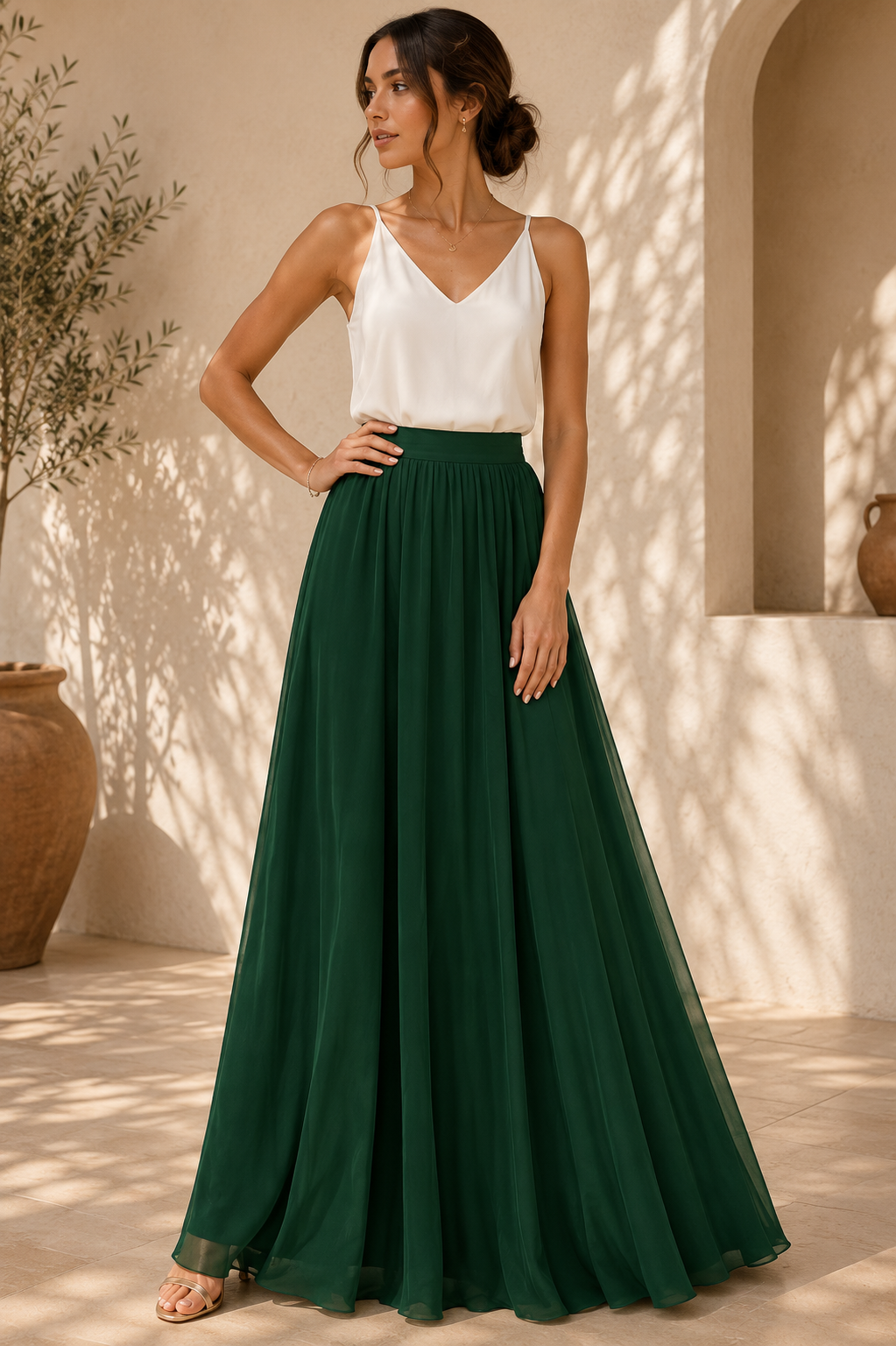 Falda maxi de estilo romántico y sofisticado