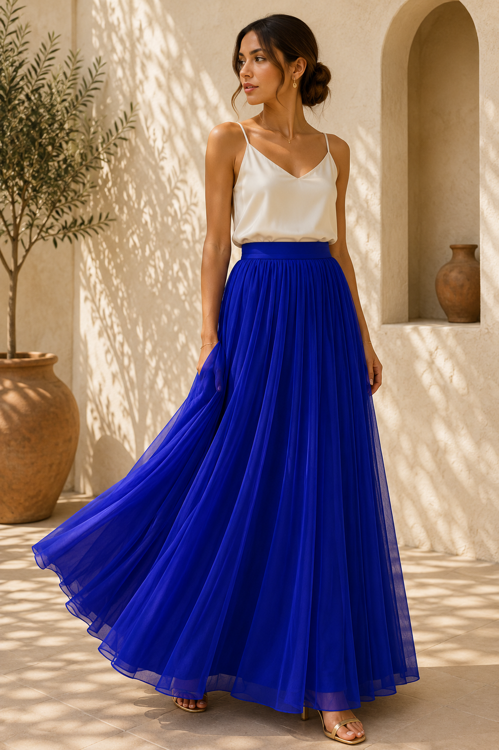 Falda maxi de estilo romántico y sofisticado