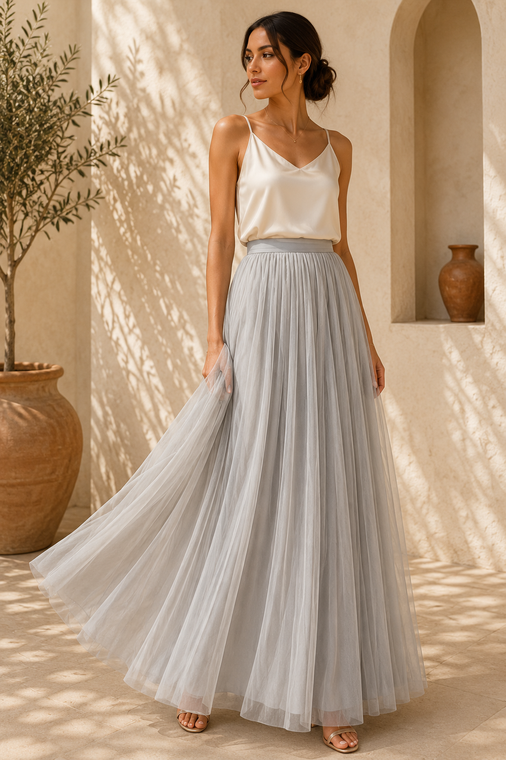 Falda maxi de estilo romántico y sofisticado