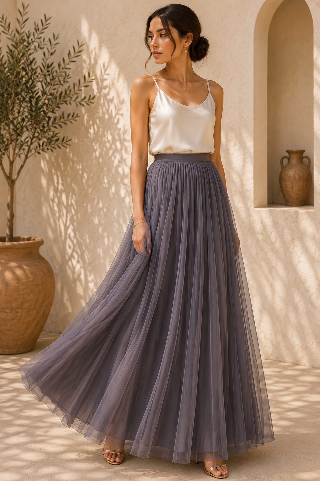 Falda maxi de estilo romántico y sofisticado