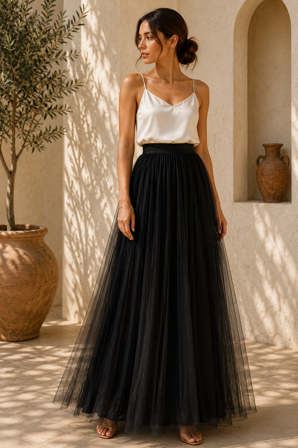 Falda maxi de estilo romántico y sofisticado