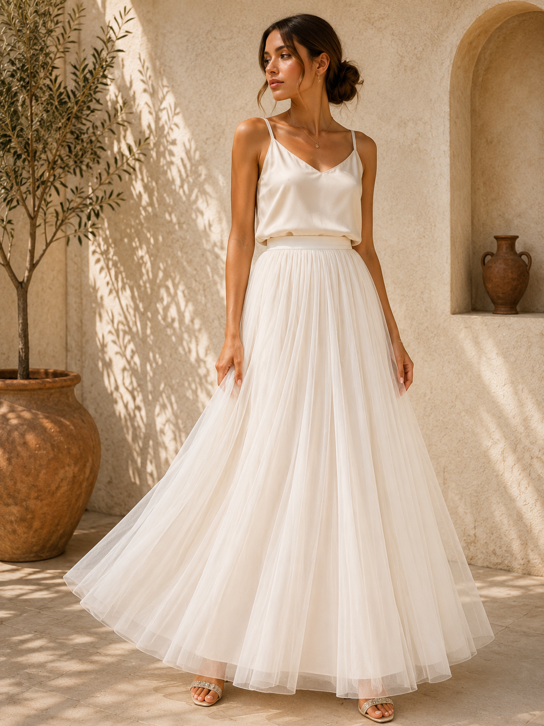 Falda maxi de estilo romántico y sofisticado