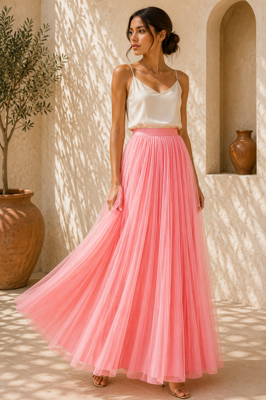 Falda maxi de estilo romántico y sofisticado