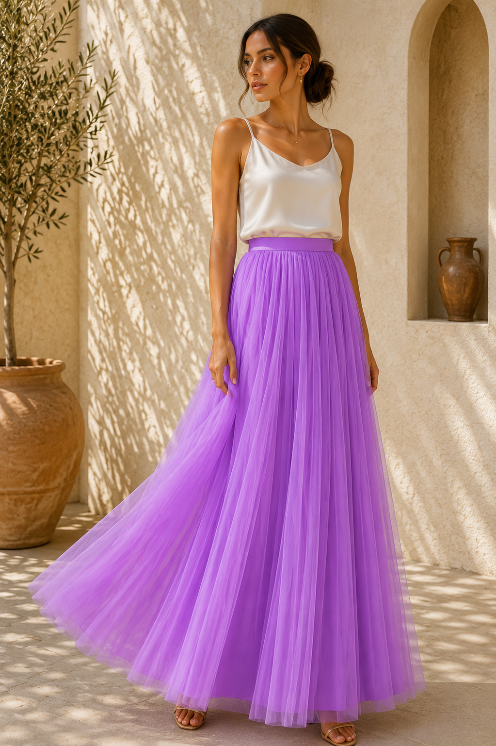 Falda maxi de estilo romántico y sofisticado
