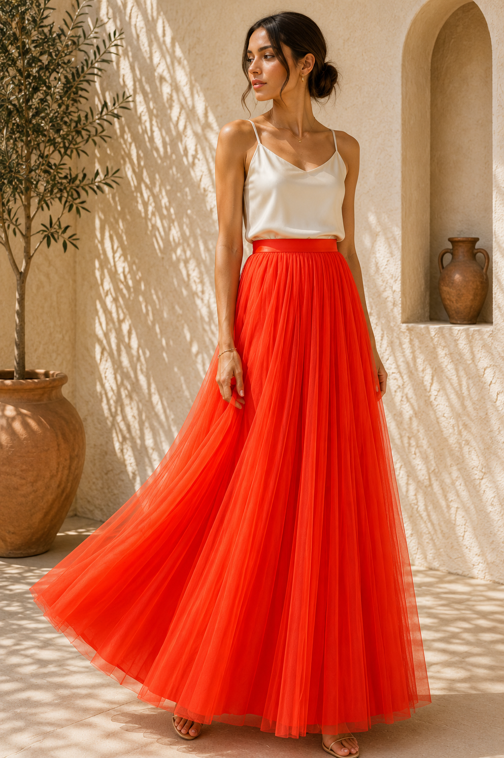 Falda maxi de estilo romántico y sofisticado