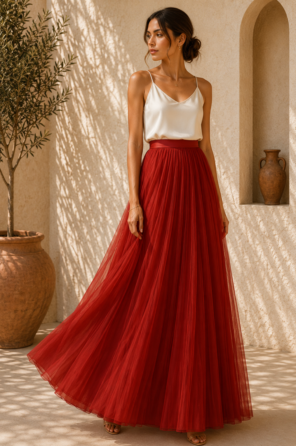 Falda maxi de estilo romántico y sofisticado