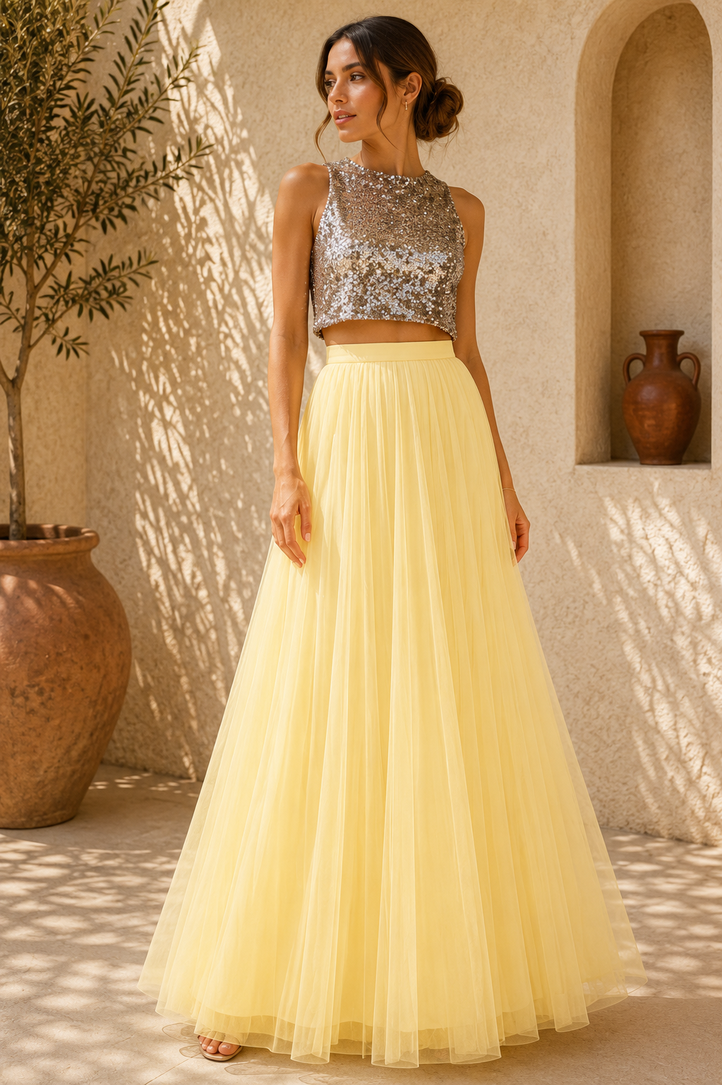 Falda maxi de estilo romántico y sofisticado
