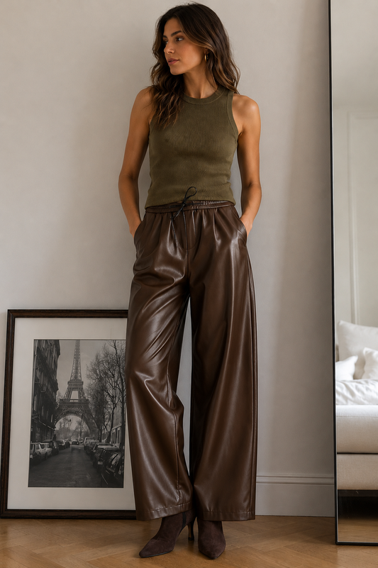 Pantalón Palazzo Efecto Piel