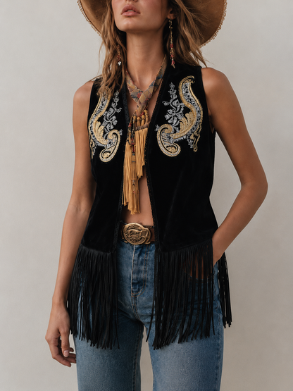 Chaleco Vaquero Bordado Estilo Western
