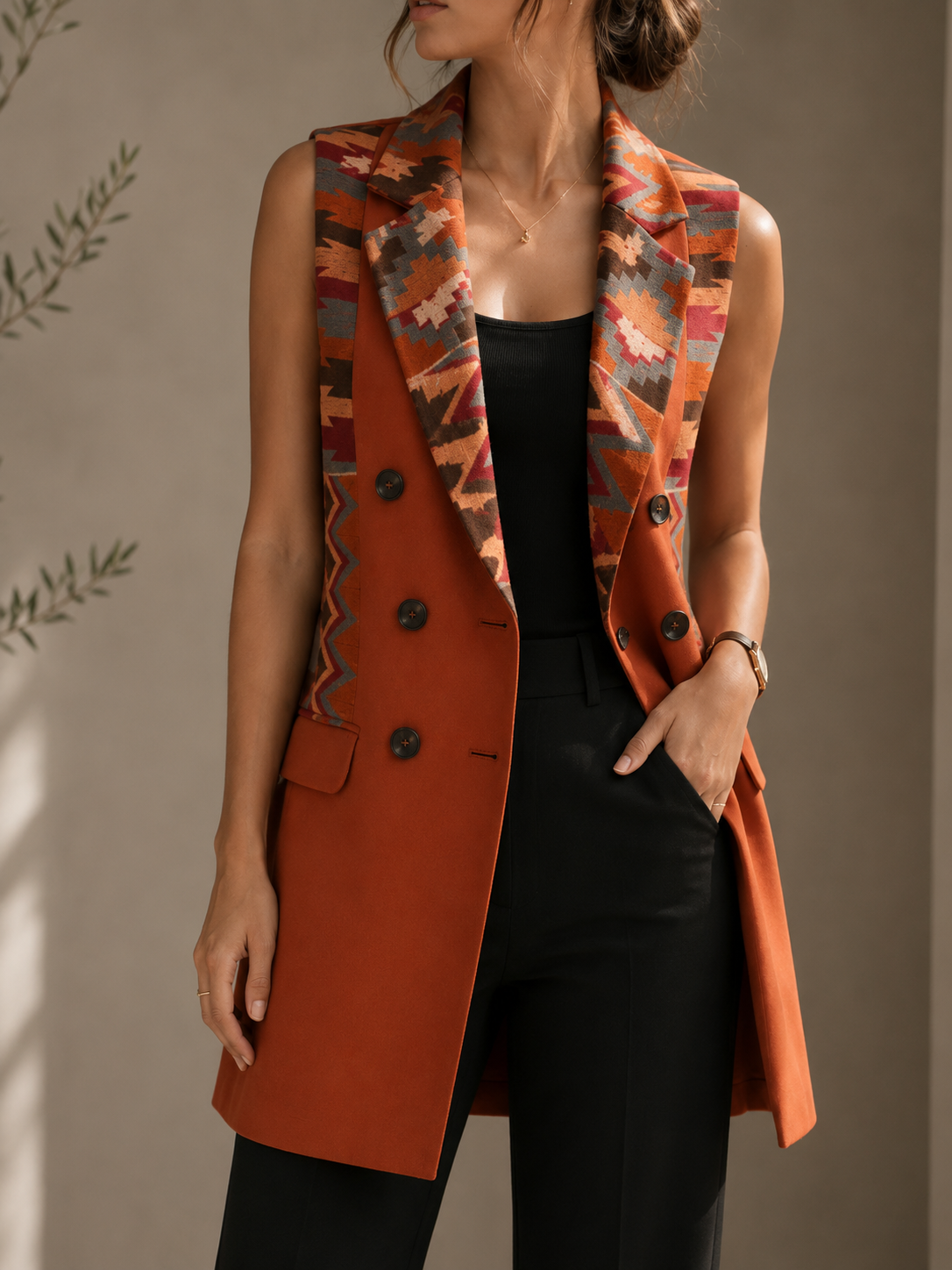 Chaleco Boho Terracota