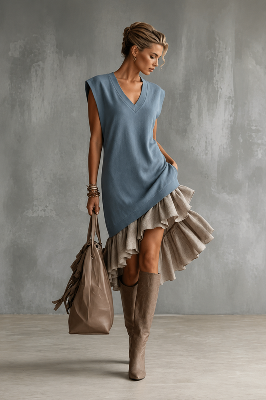 Vestido boho elegante con diseño asimétrico