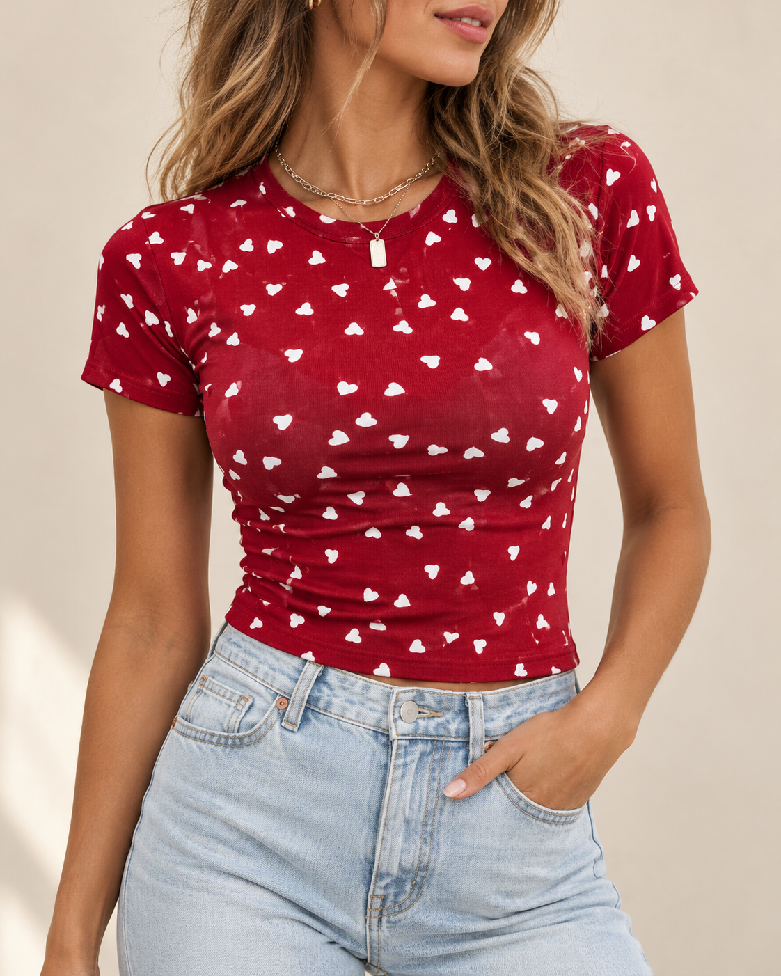 Top Transparente Corazones Románticos