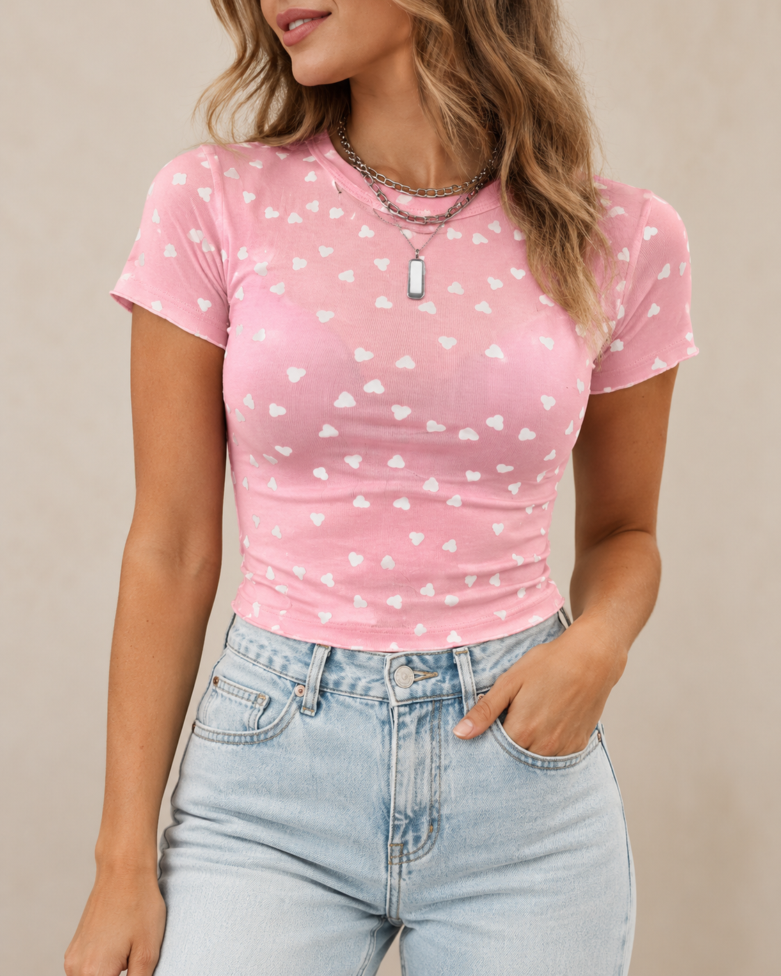 Top Transparente Corazones Románticos